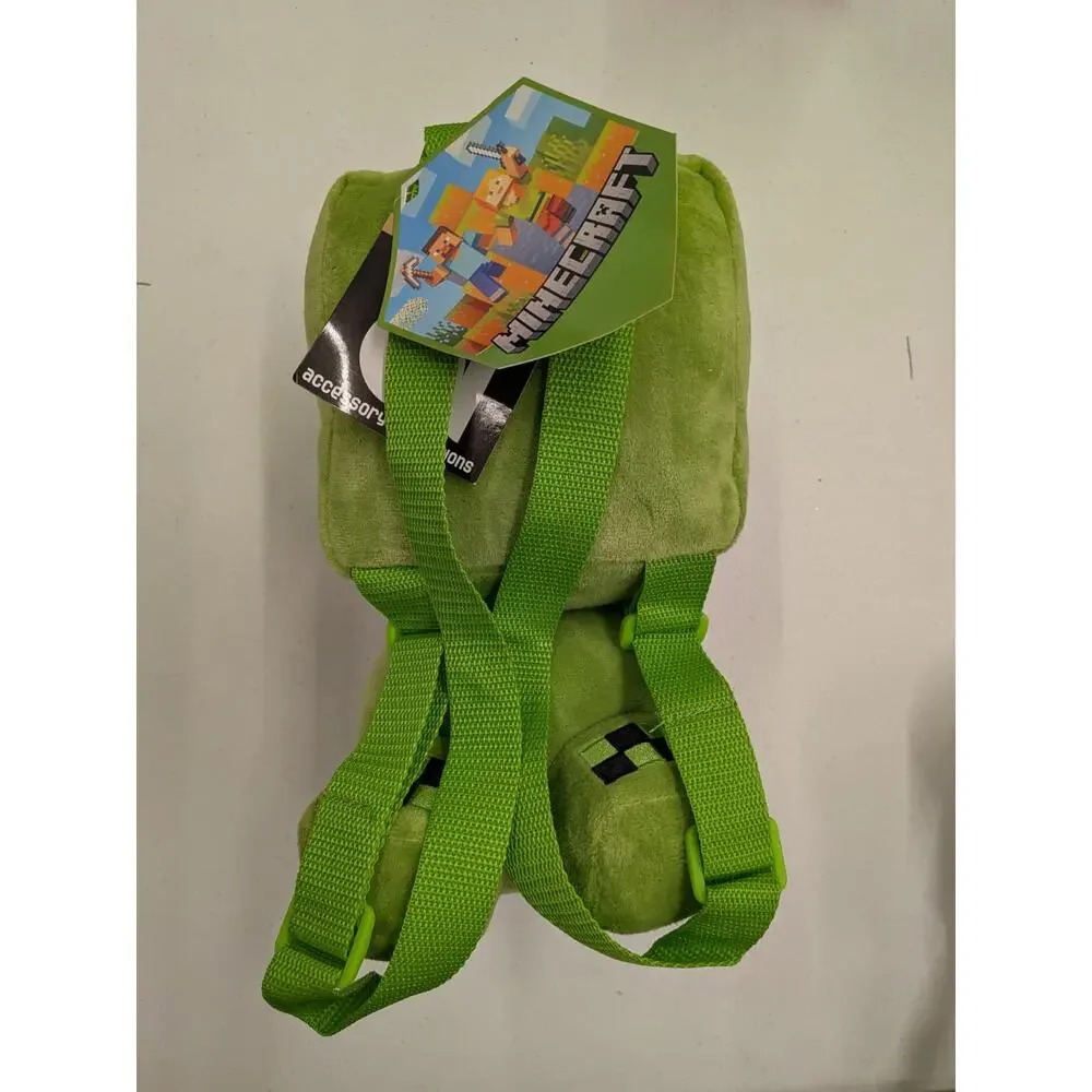 Minecraft Creeper Plush Backpack Kids Green Mini Bag Soft Toy Backpack